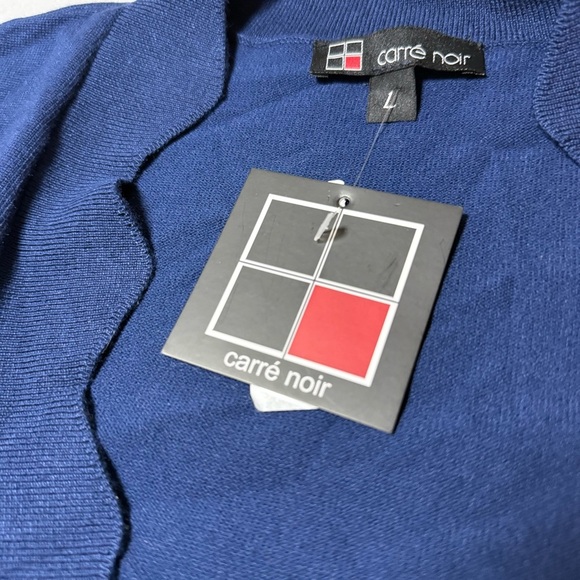 Carré Noir Navy Women's Scalloped Edge Cardigan Size L - Picture 4 of 5